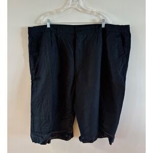 Godbody Mens Black Linen Bermuda Shorts Mens Size 4XLElastic Waist Lined
